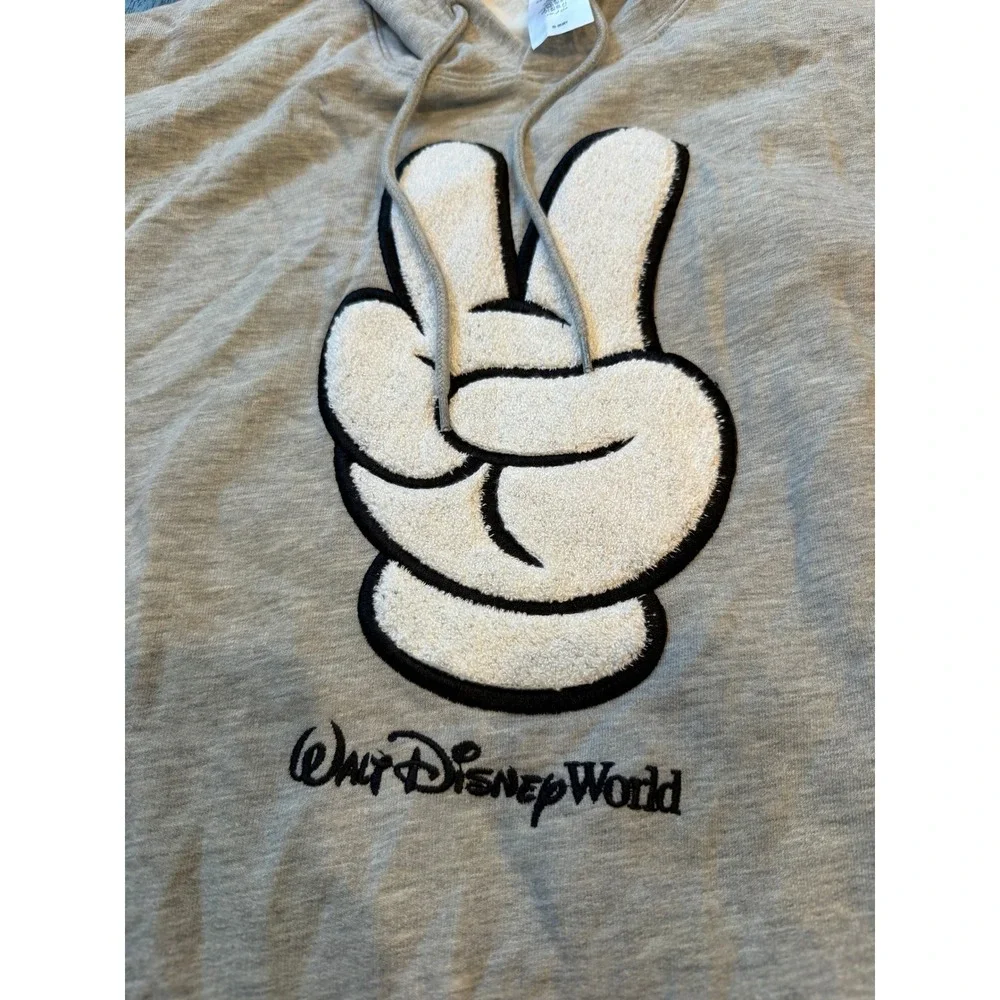 Disney Parks Mickey Mouse Peace Sign Hoodie Gray 3XL NWT